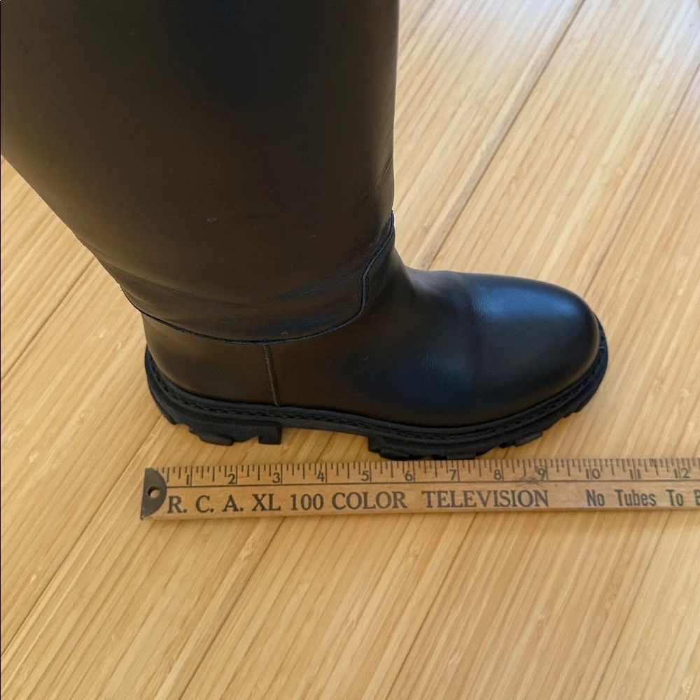 Gia Borghini Perni 07 black leather lug boots in size 37